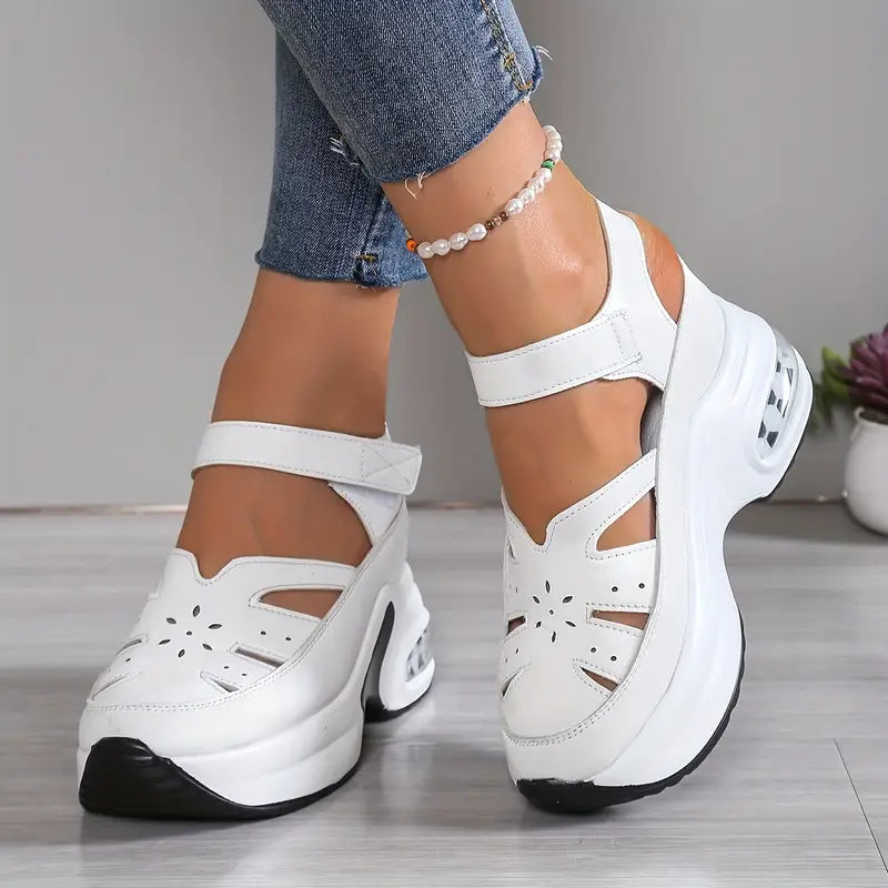 Women's Orthopedic Cushioned Shoes with Arch Support in White and Black for All-Day Comfort and Natural Movement | Koossa