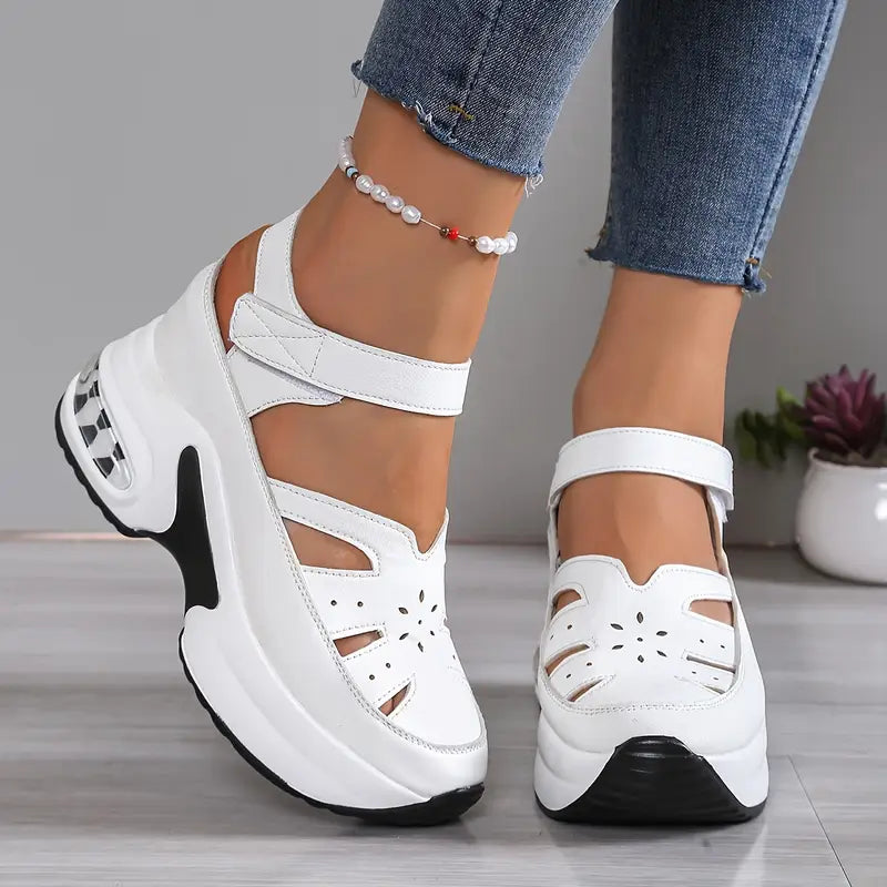 Women's Orthopedic Cushioned Shoes with Arch Support in White and Black for All-Day Comfort and Natural Movement | Koossa