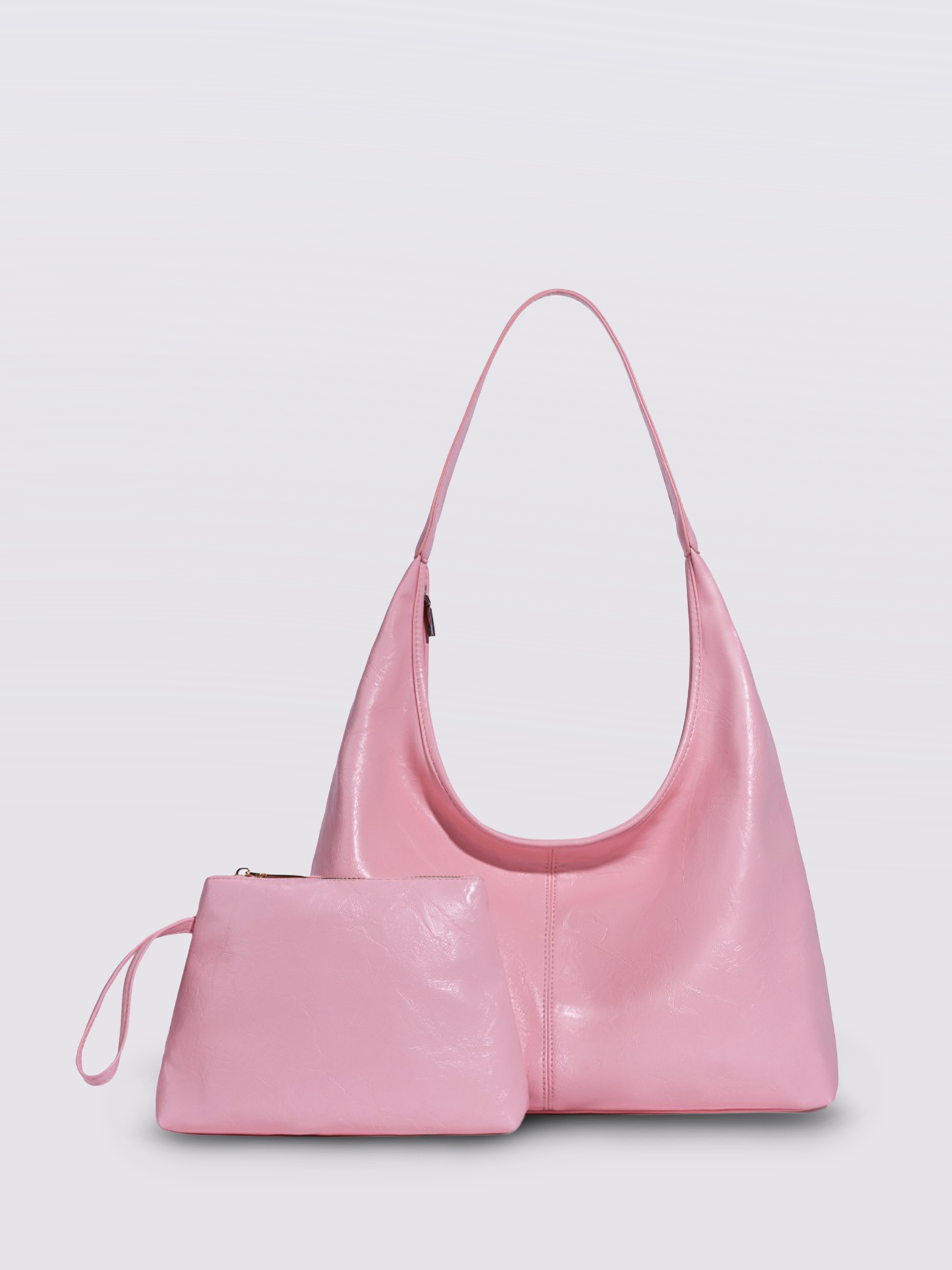 Soft Leather-Effect Tote Bag in Black with Matching Pouch | Spacious Everyday Shoulder Bag with Compartments | Koossa
