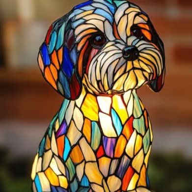 Glowing Pet Sculpture Night Light 6 Inch Warm LED Tabletop Lamp USB Powered for Dog Lovers Bedroom Nursery Nightstand Shelf Decor | Lonoma