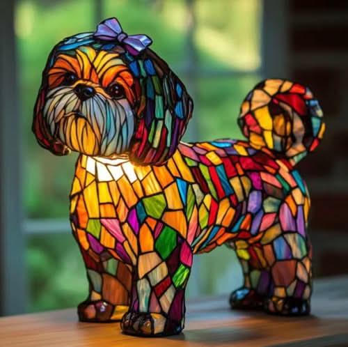 Dog Breed LED Night Light, 6 in USB Powered Warm White Sculpture Lamp for Bedroom Nightstand, Desk, Shelf, Puppy Decor Gift | Lonoma