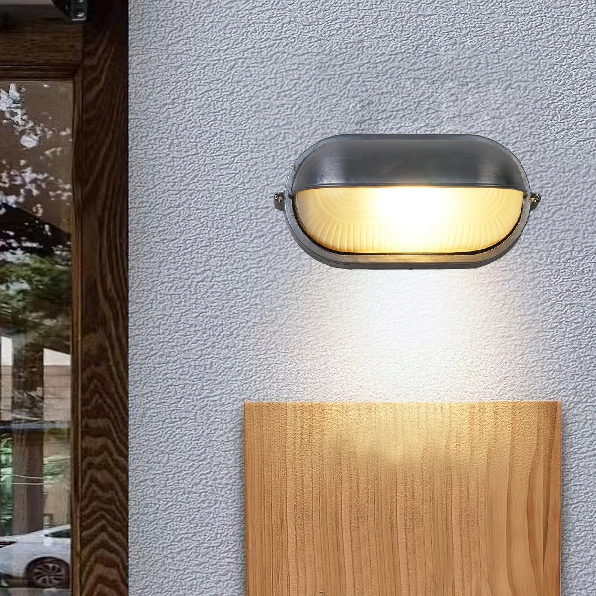 Weather-Resistant Exterior Sconce with Glass Shade for Patio, Porch & Entryway | Hardwired LED Light Fixture | Metal Construction | Lonoma