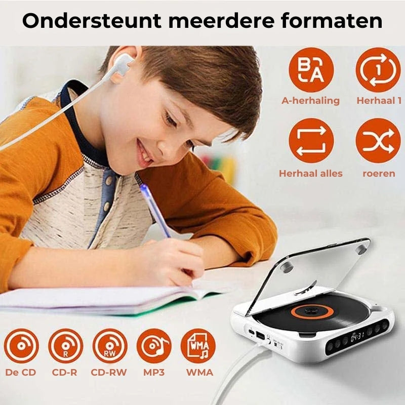 Portable CD Player with Bluetooth 5.3, USB-C Rechargeable, Compact Music Player for Headphones, Speakers, Travel and Home Use | Lonoma