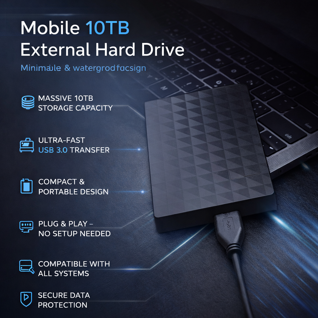 10TB External Hard Drive Storage USB 3.0 for Photography Video Editing Backup Portable Media Archive for Photographers Videographers RAW | Lonoma