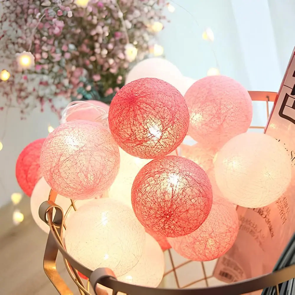 Cotton Ball String Lights, USB or Battery Powered Fairy Lights for Bedroom, Living Room, Nursery, Party & Covered Patio Decor | Lonoma