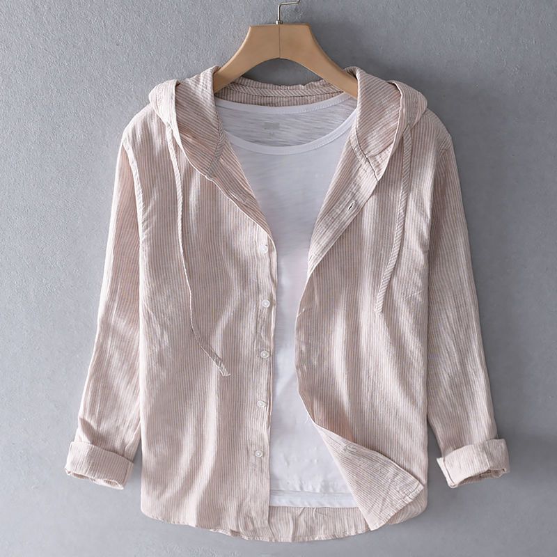 Linen Hooded Top with Relaxed Fit and Drawstring Hood for Spring Layering | Koossa