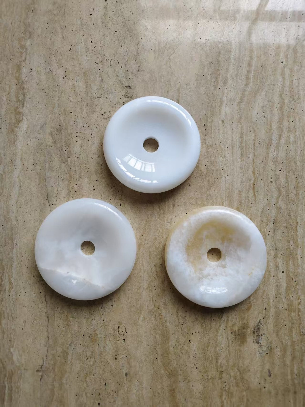 Round Natural Stone Wall Sconce with Glass Shade – Genuine Jade Accent Light 5.5 Inches for Bedroom Hallway Living Room | Lonoma
