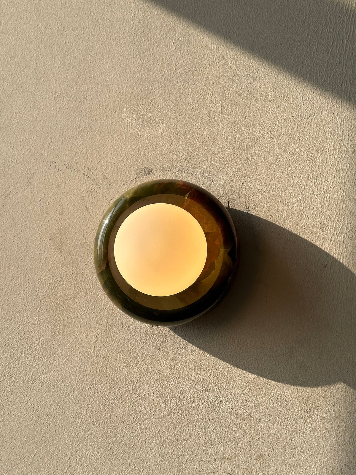 Natural Stone Wall Sconce with Glass Shade - Modern Ambient Lighting Fixture for Bedroom Hallway Entryway - G9 Socket Single-Light Design | Lonoma