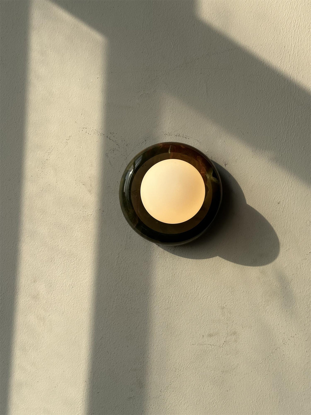Natural Stone Wall Sconce with Glass Shade - Modern Ambient Lighting Fixture for Bedroom Hallway Entryway - G9 Socket Single-Light Design | Lonoma