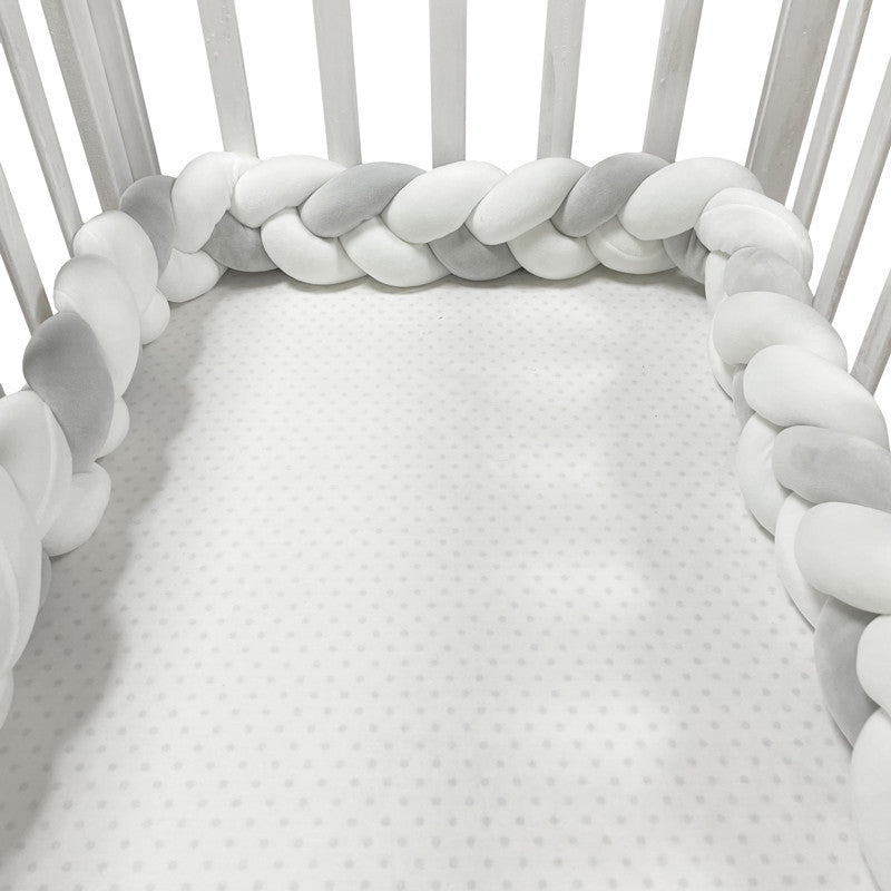 Braided Crib Bumper Pad Soft Nursery Bedding Safety Guard for Babies | Breathable Knot Cushion Protector for Infant Toddler Bed Rails | Lonoma
