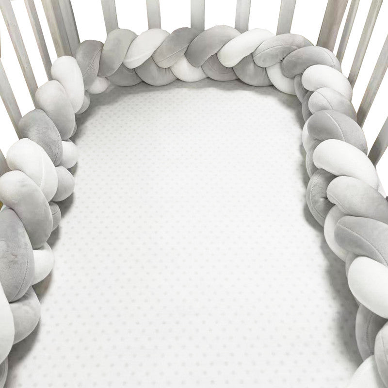 Braided Crib Bumper Pad Soft Nursery Bedding Safety Guard for Babies | Breathable Knot Cushion Protector for Infant Toddler Bed Rails | Lonoma