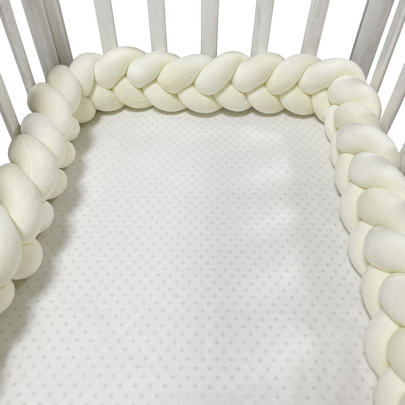 Braided Crib Bumper Pad Soft Nursery Bedding Safety Guard for Babies | Breathable Knot Cushion Protector for Infant Toddler Bed Rails | Lonoma
