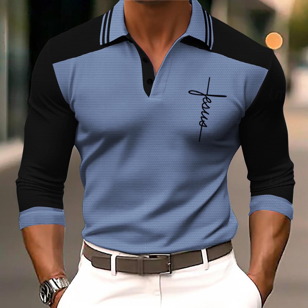 Men's Long-Sleeved Polo Shirt | Slim Fit Button Collar Refined Evening Wear Smart Casual Night Out | Koossa