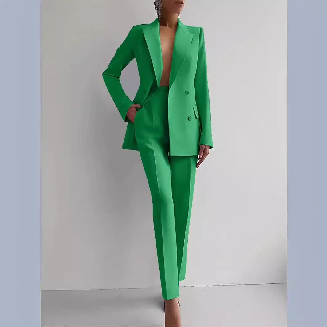 Tailored Blazer and Trousers Suit in Soft Pastels for the Modern Woman | Formal Two-Piece Set | Koossa