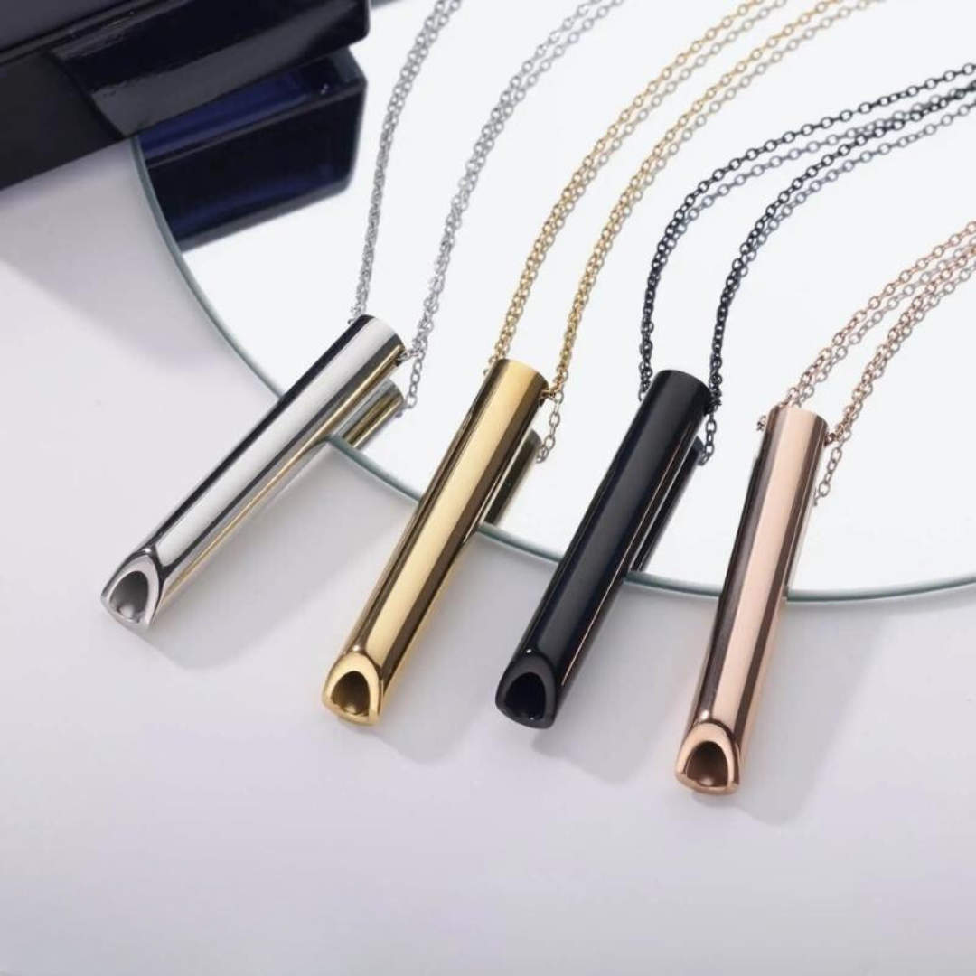Quit Smoking Necklace Breathing Tool Stainless Steel Mindfulness Pendant for Stress Relief Nicotine Free Cessation Aid Hand to Mouth Habit | Lonoma