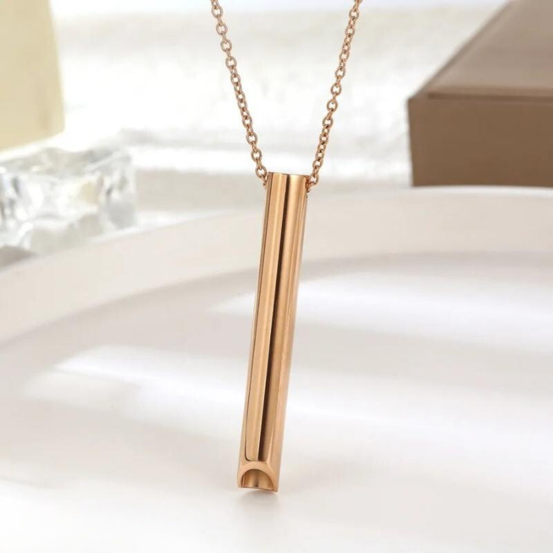 Stainless Steel Breathing Necklace, Mindful Breathing Pendant for Relaxation and Calm, Discreet Wellness Jewelry for Adults | Lonoma
