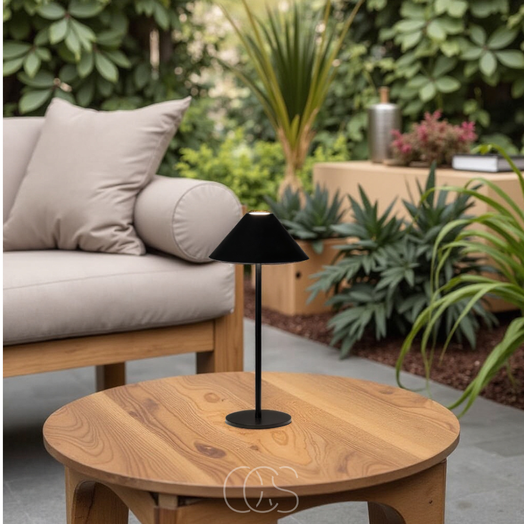 Lampe de table LED sans fil tactile dimmable intérieur extérieur étanche IP54 métal acier rechargeable portable | Koossa