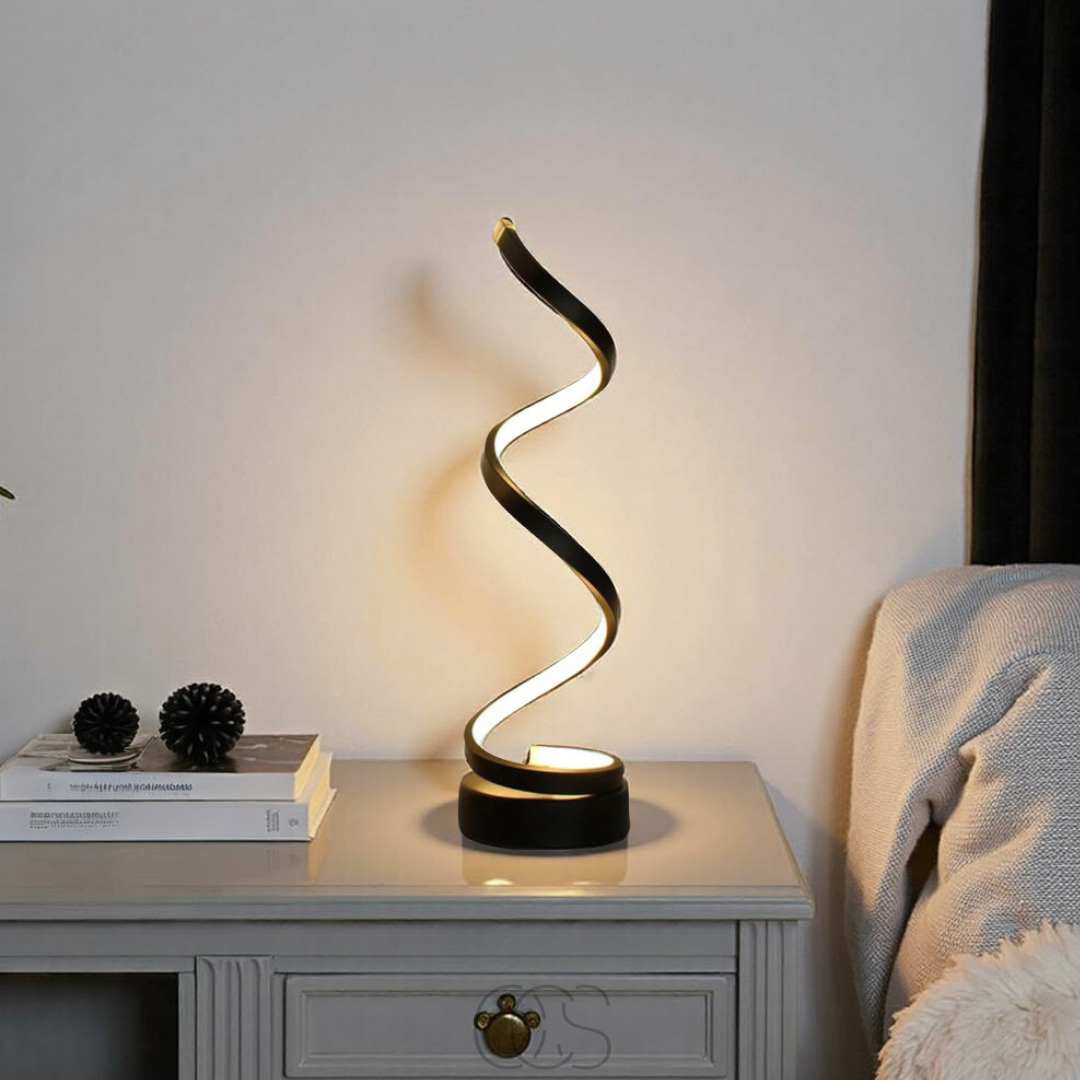 Lampe à poser spirale LED réglable 3 températures lumineuses blanc chaud naturel froid aluminium design salon bureau | Koossa