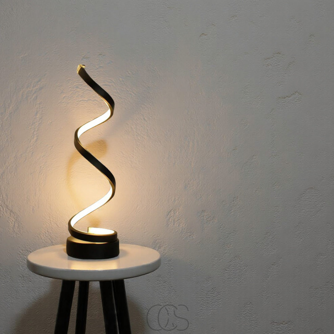 Lampe à poser spirale LED réglable 3 températures lumineuses blanc chaud naturel froid aluminium design salon bureau | Koossa