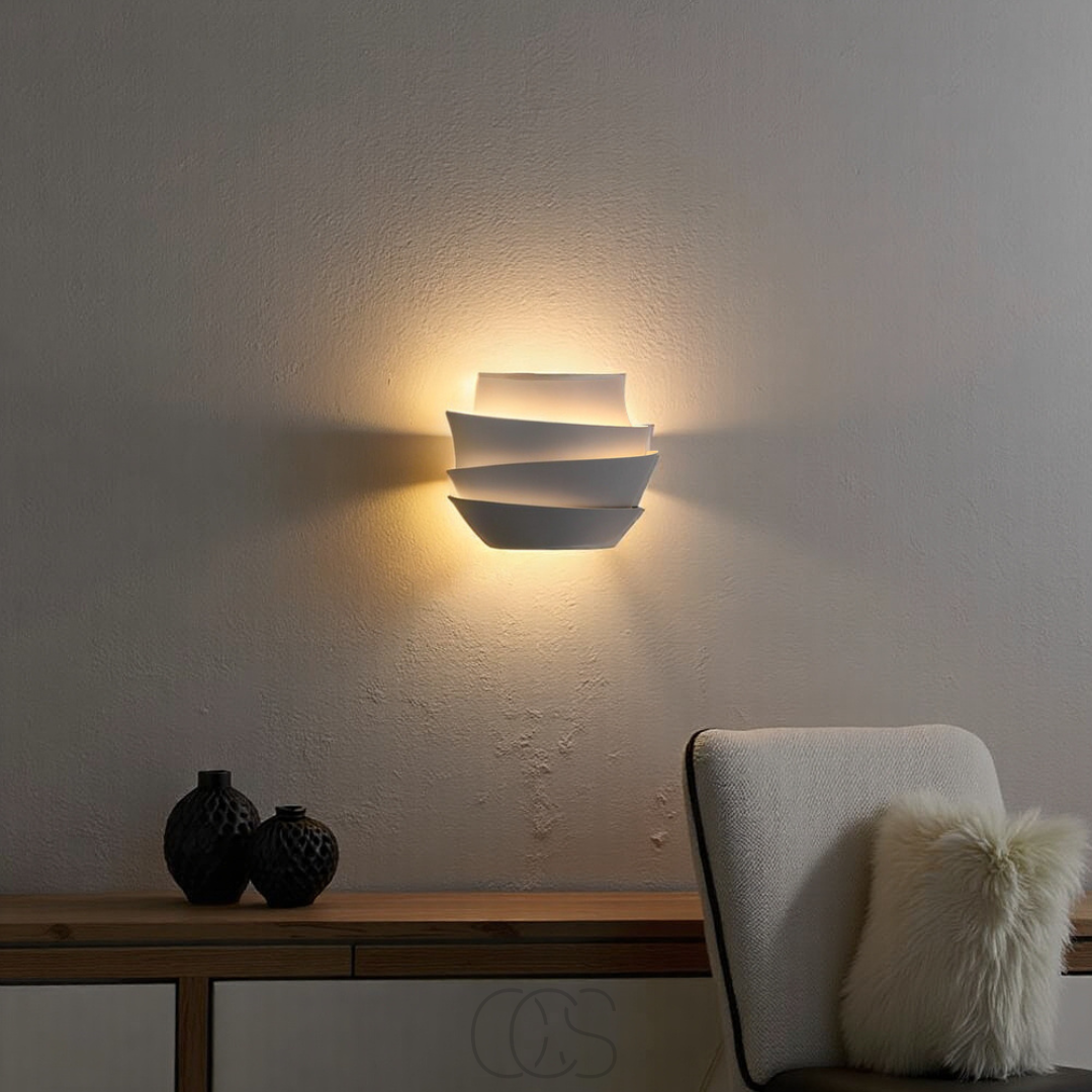 Applique murale double faisceau en fer mat blanc – Éclairage ambiant élégant pour salon chambre couloir | Koossa