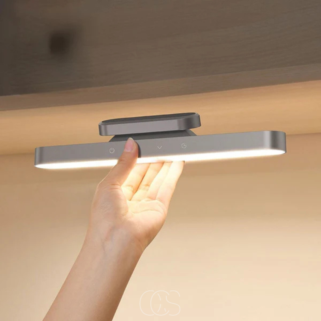 Réglette LED magnétique sans fil rechargeable USB-C avec variateur aluminium gris blanc 30 cm éclairage modulable | Koossa