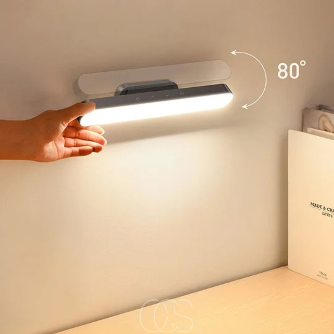Réglette LED magnétique sans fil rechargeable USB-C avec variateur aluminium gris blanc 30 cm éclairage modulable | Koossa
