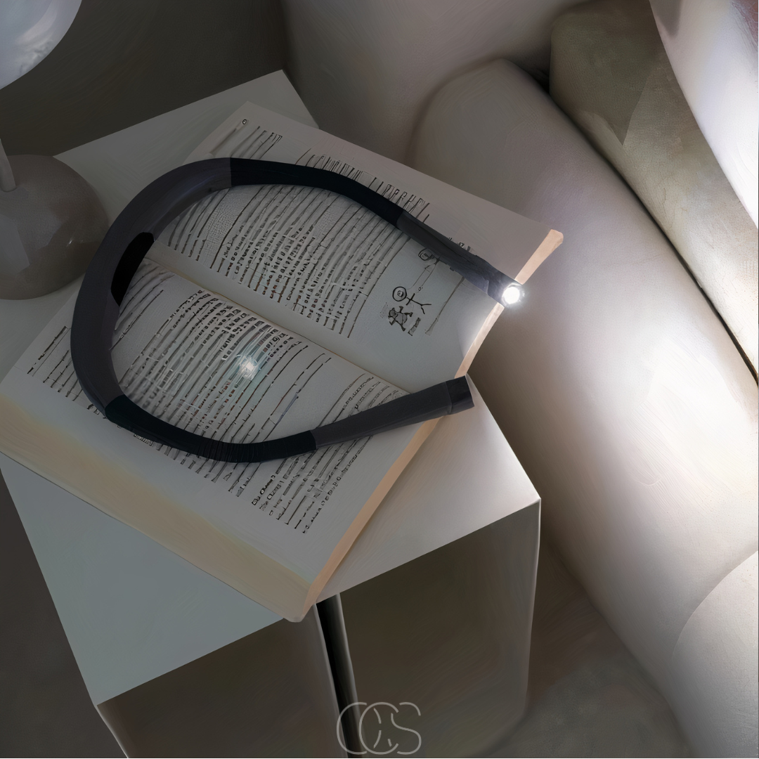 Lampe de lecture LED rechargeable tour de cou, flexible et dimmable pour lecture mains libres confortable | Koossa