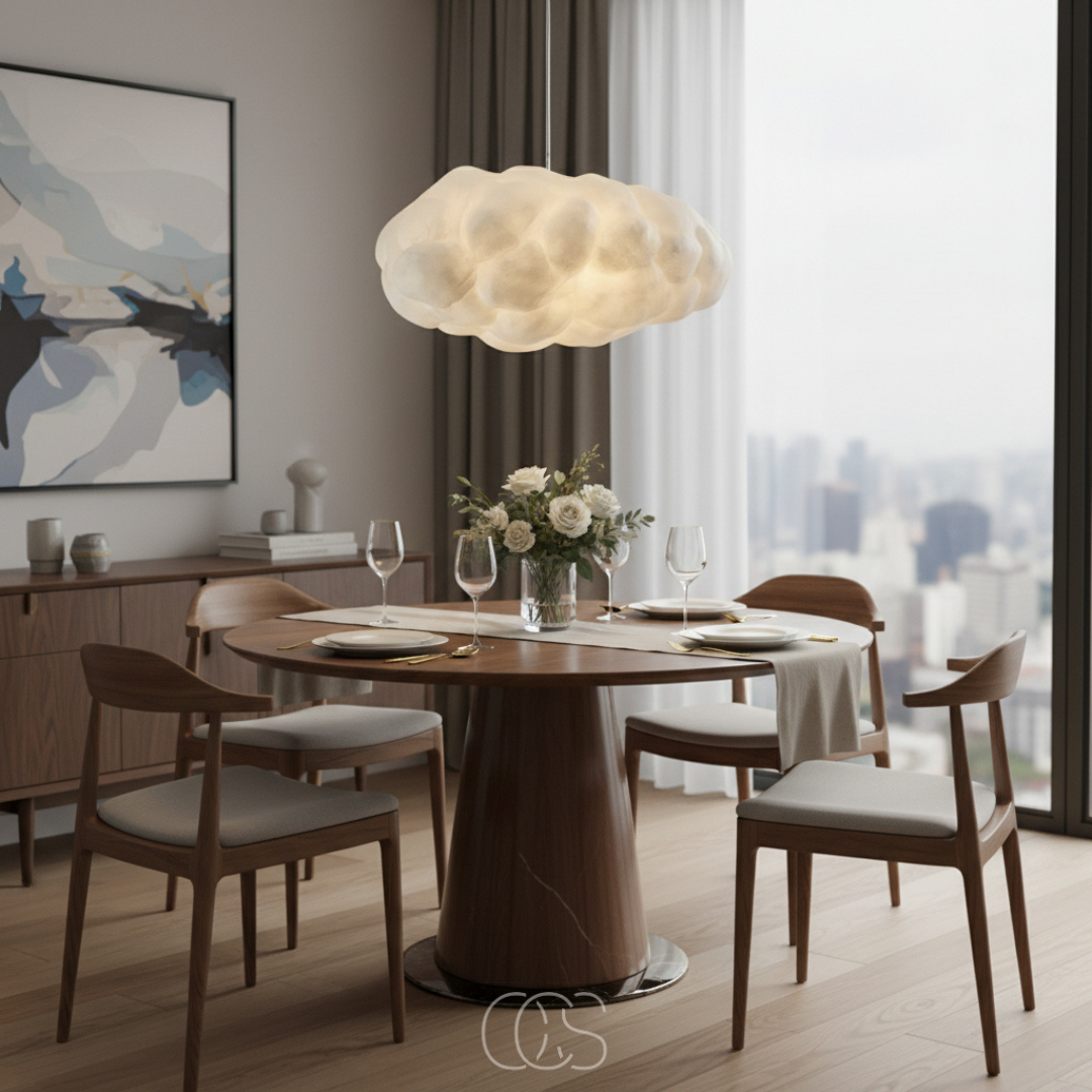 Suspension nuage en coton blanc diffus pour ambiance douce et chaleureuse chambre salon salle à manger | Koossa