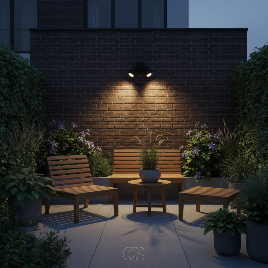 Applique murale extérieure LED double spot orientable aluminium noir étanche IP65 20 W blanc chaud pour façade | Koossa