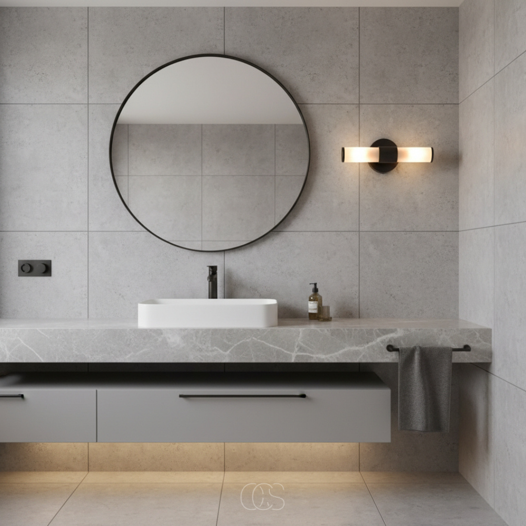 Applique murale haut et bas en verre dépoli noir pour salle de bains éclairage LED intégré 7 W blanc chaud | Koossa