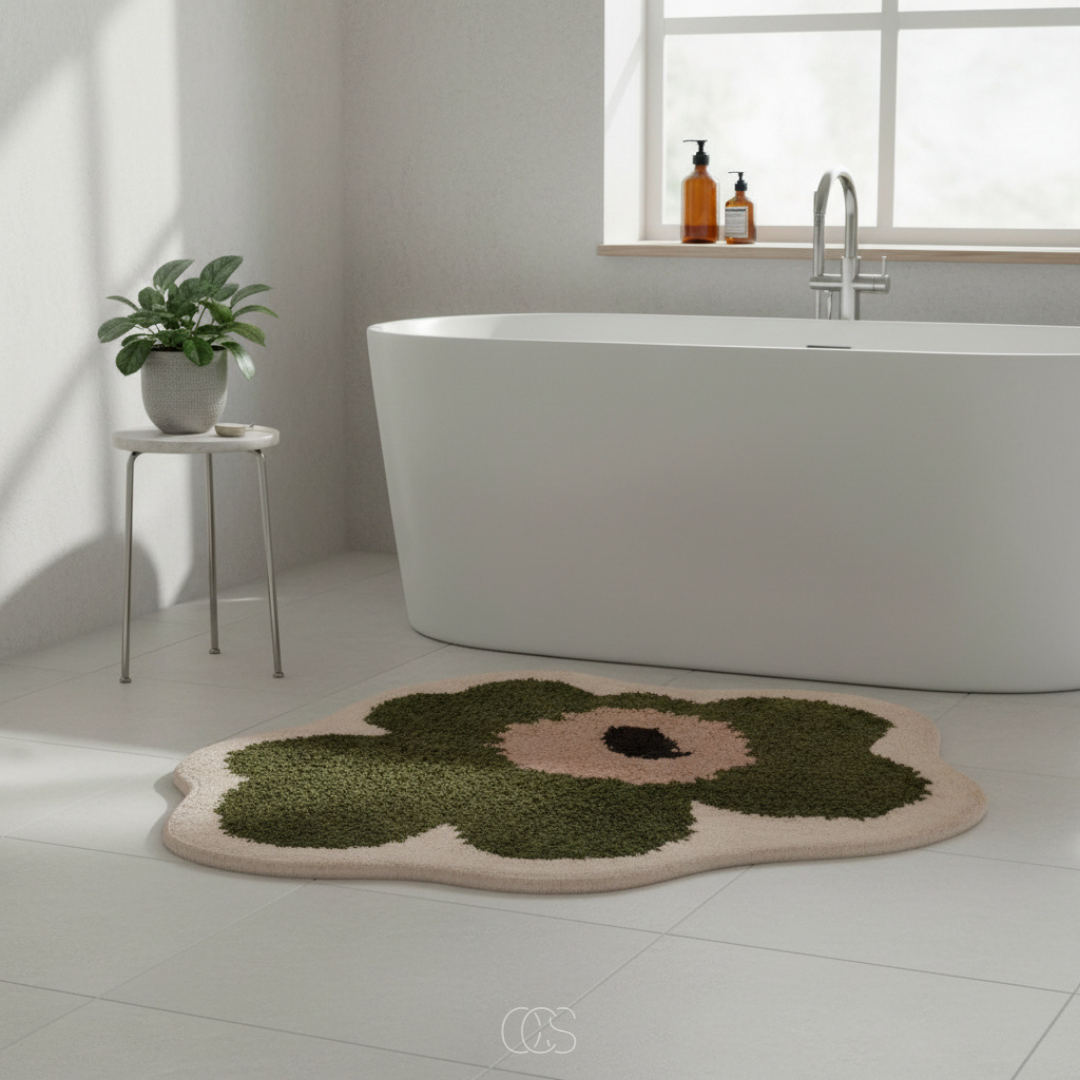 Tapis de bain en forme de fleur antidérapant absorbant douceur confort salle d'eau décoration textile | Koossa