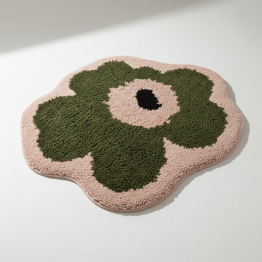 Tapis de bain en forme de fleur antidérapant absorbant douceur confort salle d'eau décoration textile | Koossa
