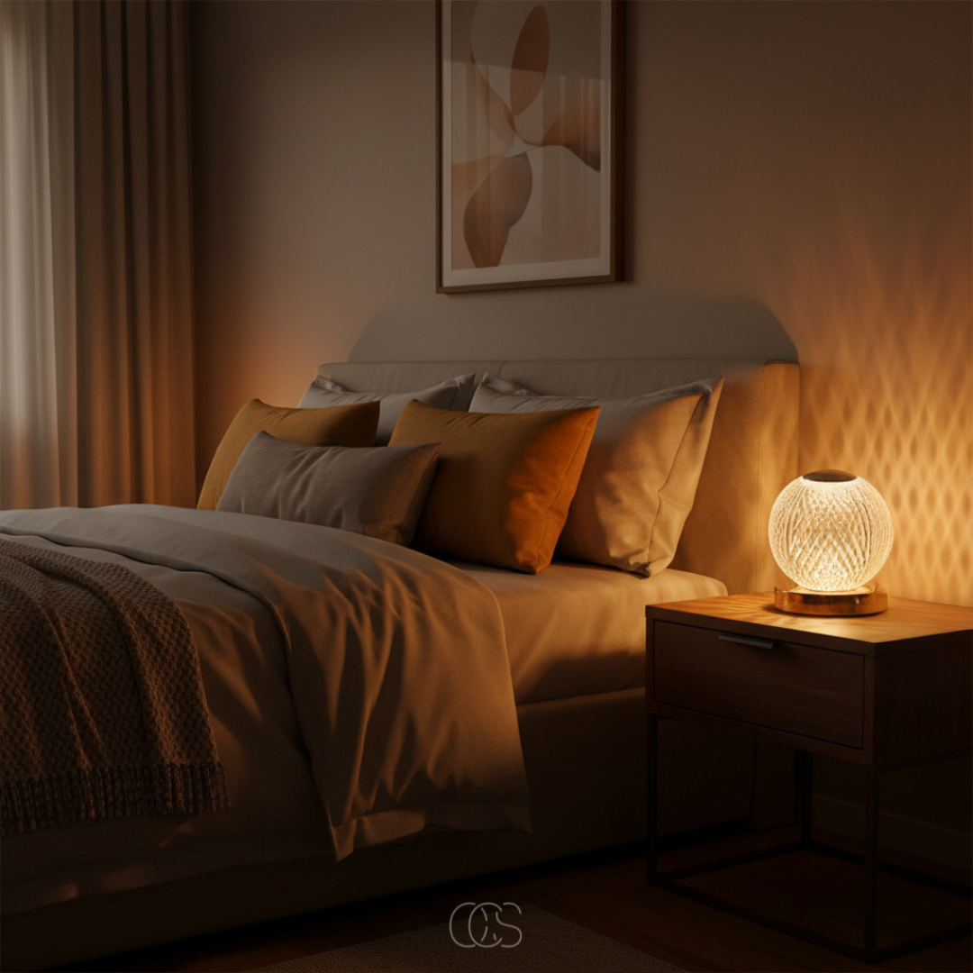 Lampe à poser tactile boule cristal LED rechargeable sans fil 3 intensités lumineuses décoration moderne | Koossa