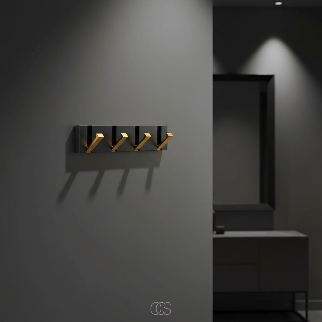 Patère murale pliable en métal mat pour hall d'entrée et salle de bains style japonais épuré minimaliste | Koossa