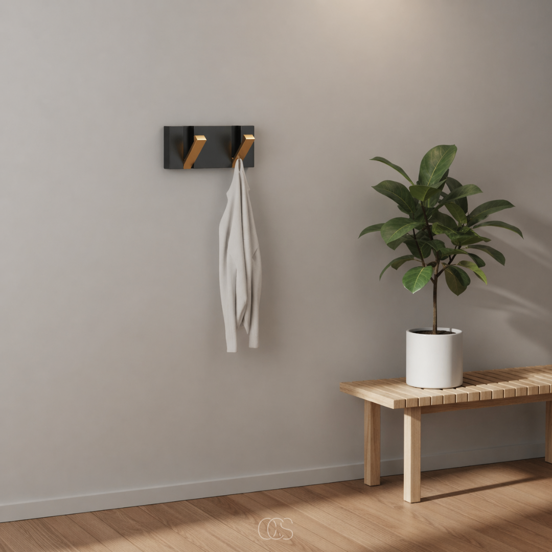 Patère murale pliable en métal mat pour hall d'entrée et salle de bains style japonais épuré minimaliste | Koossa