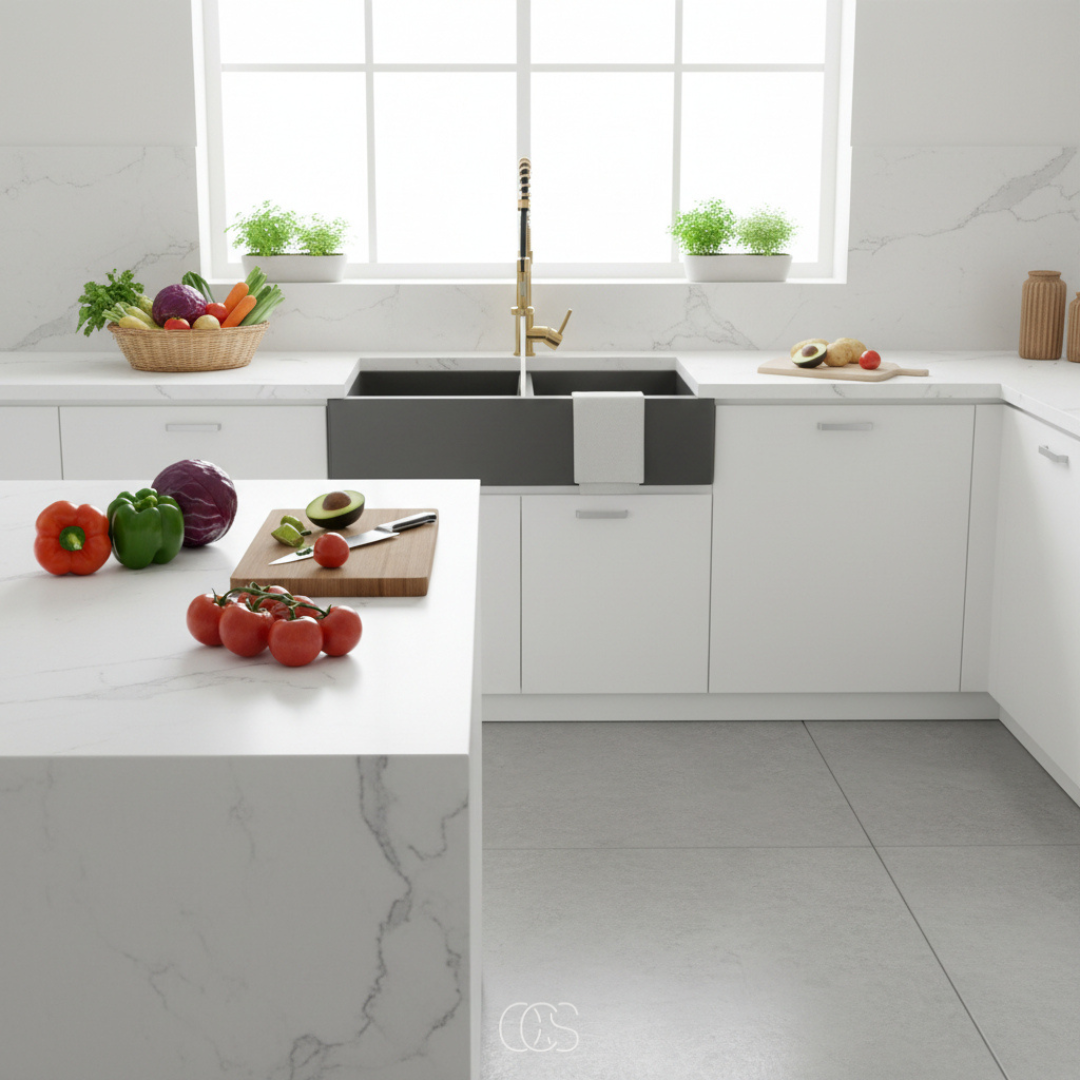 Mitigeur de cuisine professionnel avec douchette extractible col rotatif 360° en laiton acier inoxydable | Koossa