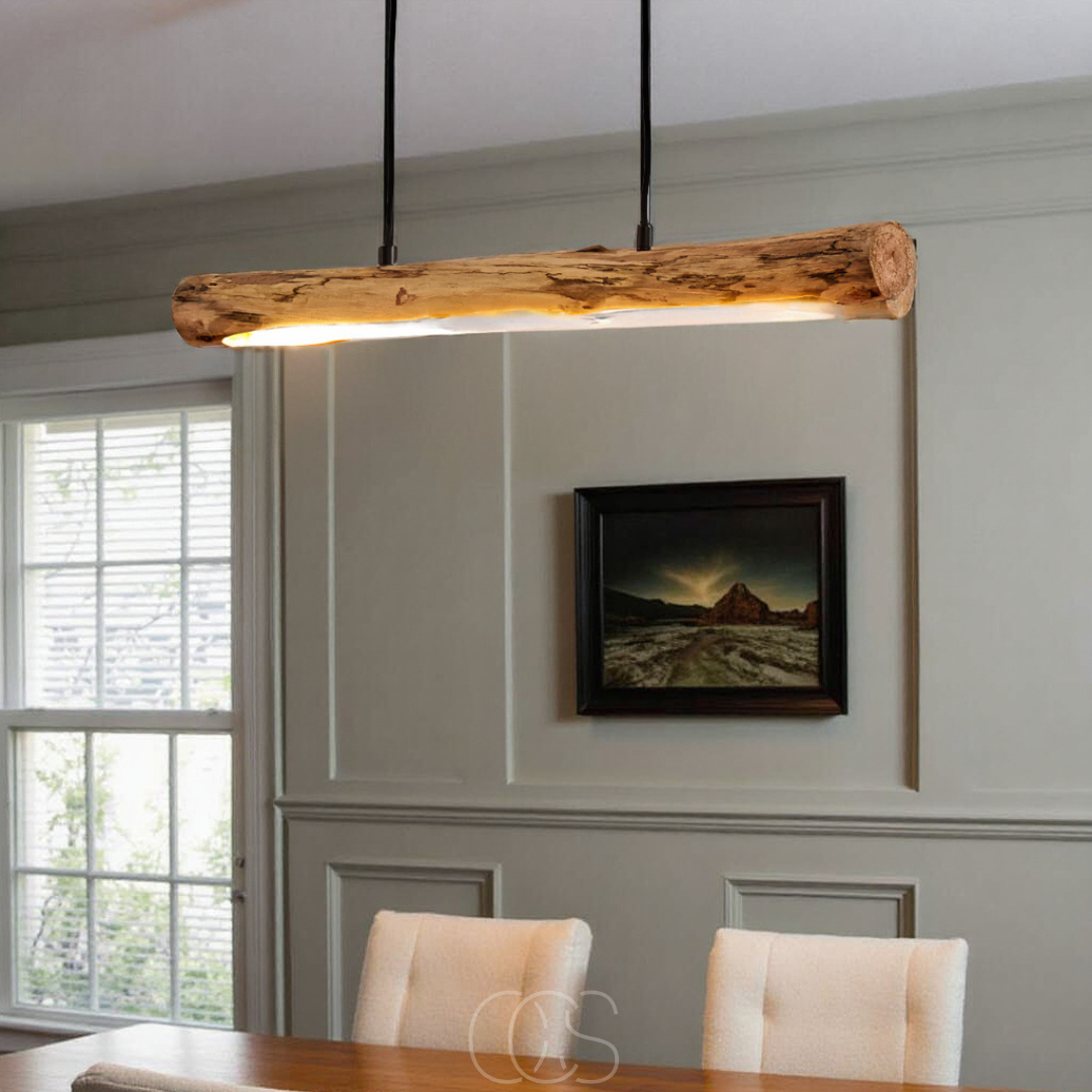 Suspension en bois massif dimmable 80 cm LED intégrée blanc chaud style moderne pour salle à manger et cuisine | Koossa