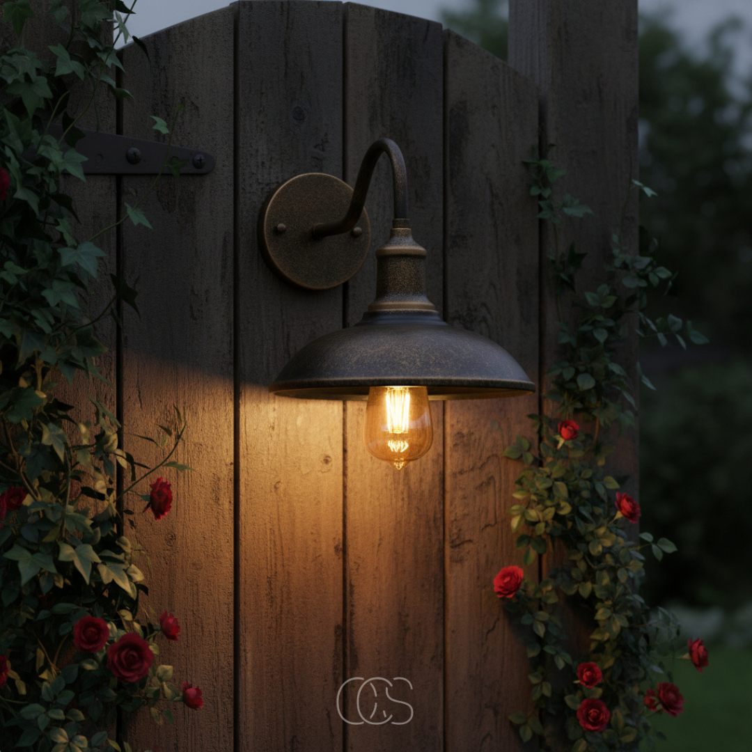 Applique murale extérieure vintage en métal bronze, luminaire étanche IP55 pour façade terrasse jardin balcon | Koossa
