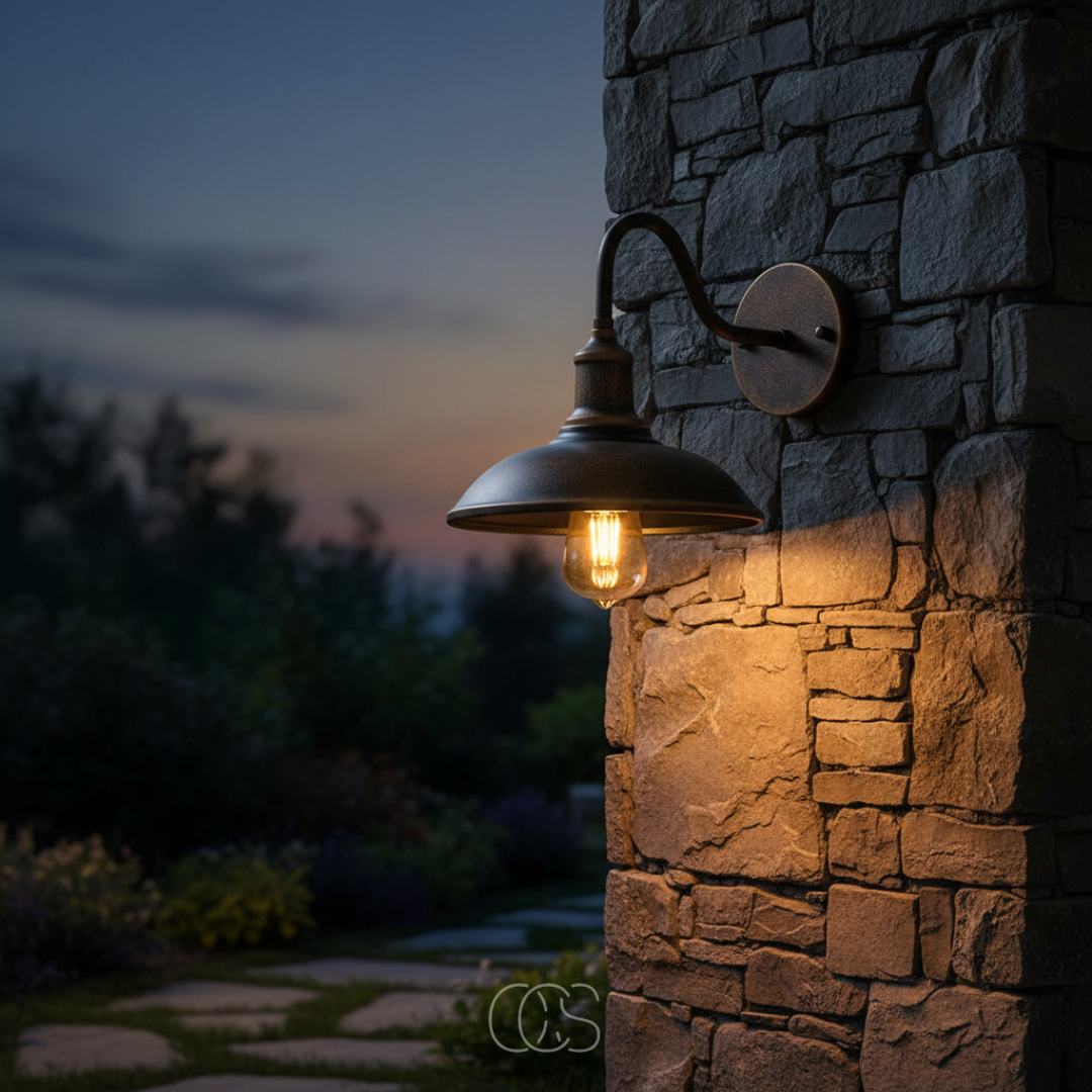 Applique murale extérieure vintage en métal bronze, luminaire étanche IP55 pour façade terrasse jardin balcon | Koossa