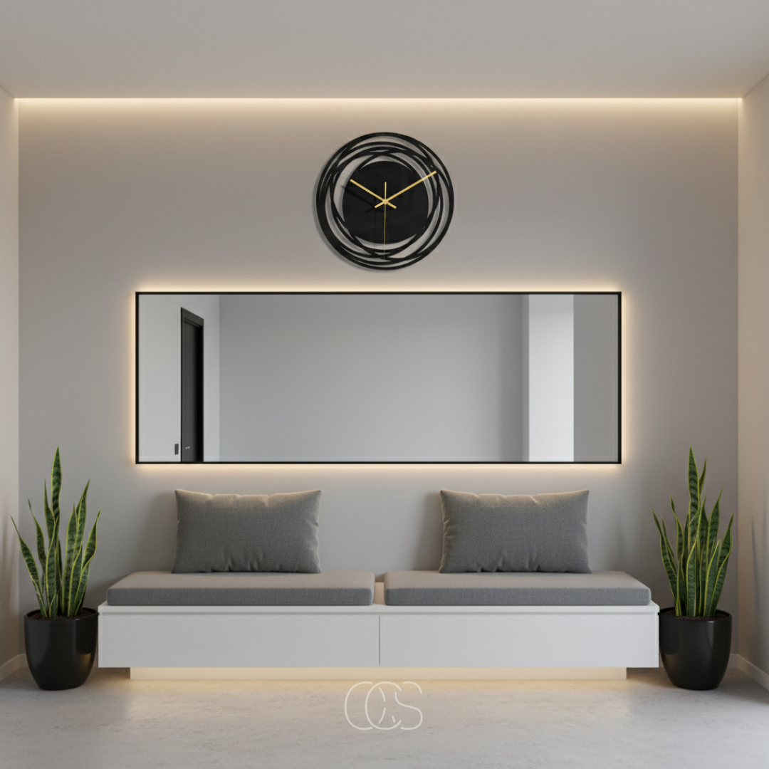 Horloge murale silencieuse noire Ø 30 cm finition cristal quartz précis décoration intérieur moderne élégant | Koossa