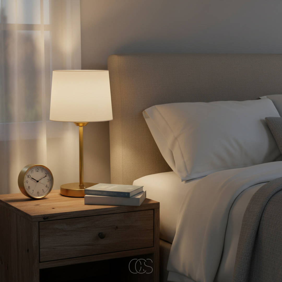 Lampe à poser moderne textile et métal doré pour bureau chambre salon ambiance chaleureuse élégante design E27 | Koossa