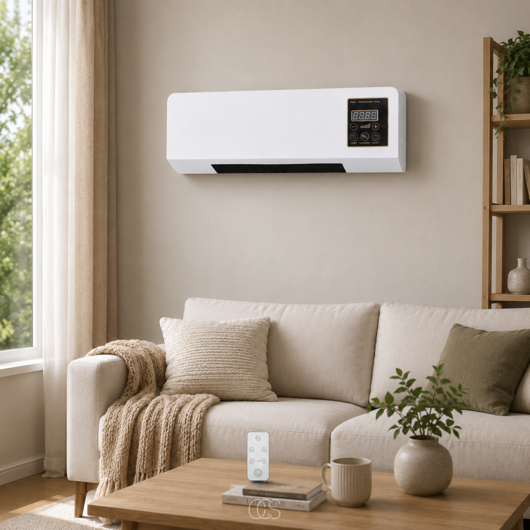 Ventilateur mural chauffant 2 en 1 avec minuteur programmable pour toute saison salon chambre bureau blanc | Koossa