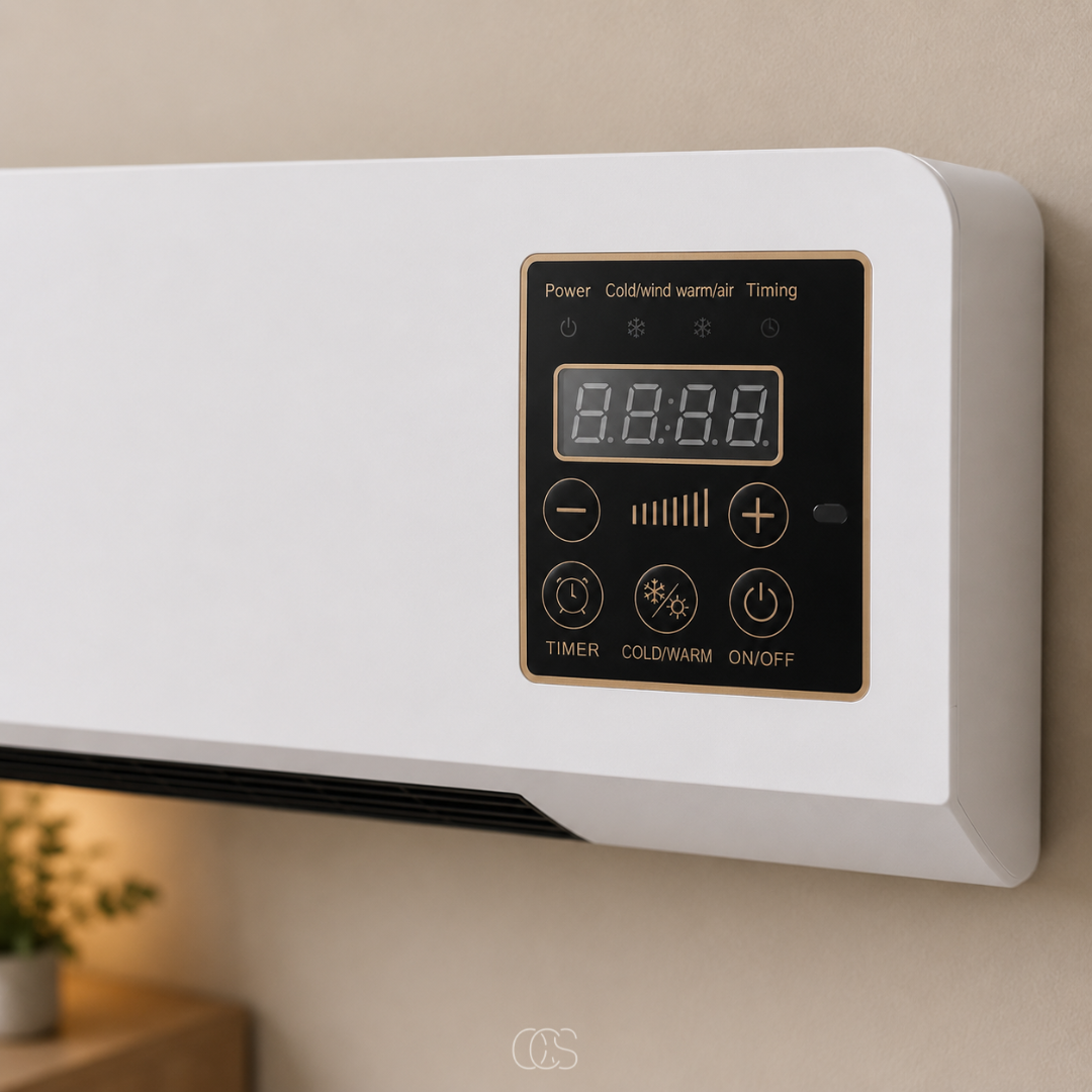 Ventilateur mural chauffant 2 en 1 avec minuteur programmable pour toute saison salon chambre bureau blanc | Koossa