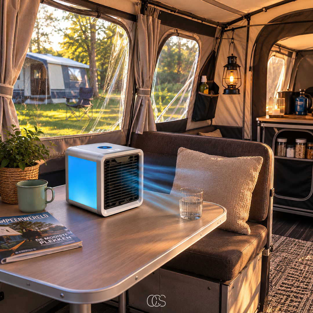 Refroidisseur d'air portable USB avec humidificateur éclairage LED 7 couleurs autonomie 8 heures bureau maison | Koossa