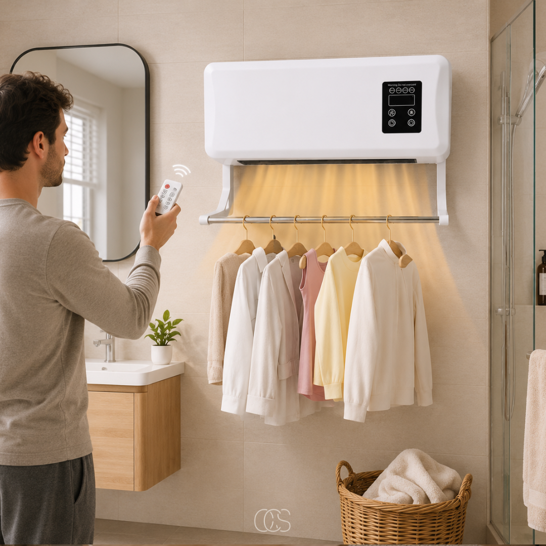 Ventilateur Mural avec Chauffage et Séchoir Intégré 1500 W Blanc pour Salle de Bains et Pièces Humides | Koossa