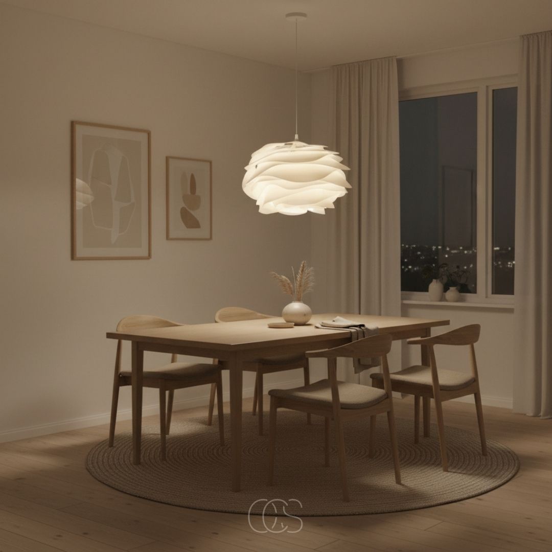 Suspension florale blanche diffusant une lumière douce et apaisante pour salon chambre à coucher et salle à manger | Koossa