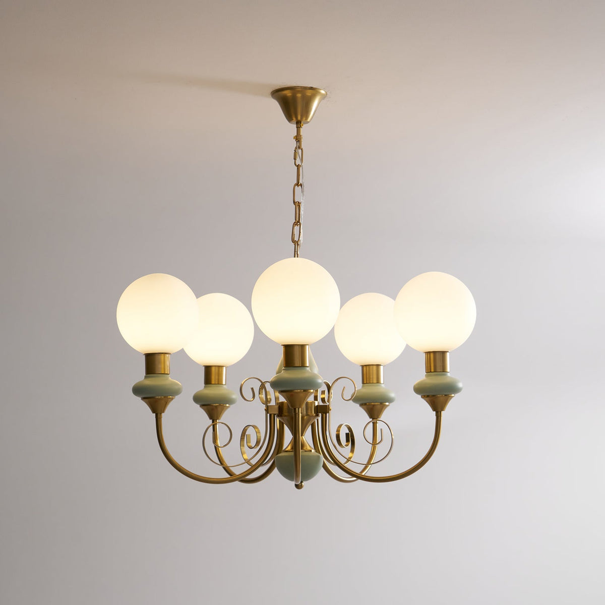 Modern Glass Sphere Pendant Chandelier with Iron Frame, Multi-Light Fixture for Dining Room, Kitchen Island Lighting, Adjustable Hanging | Lonoma