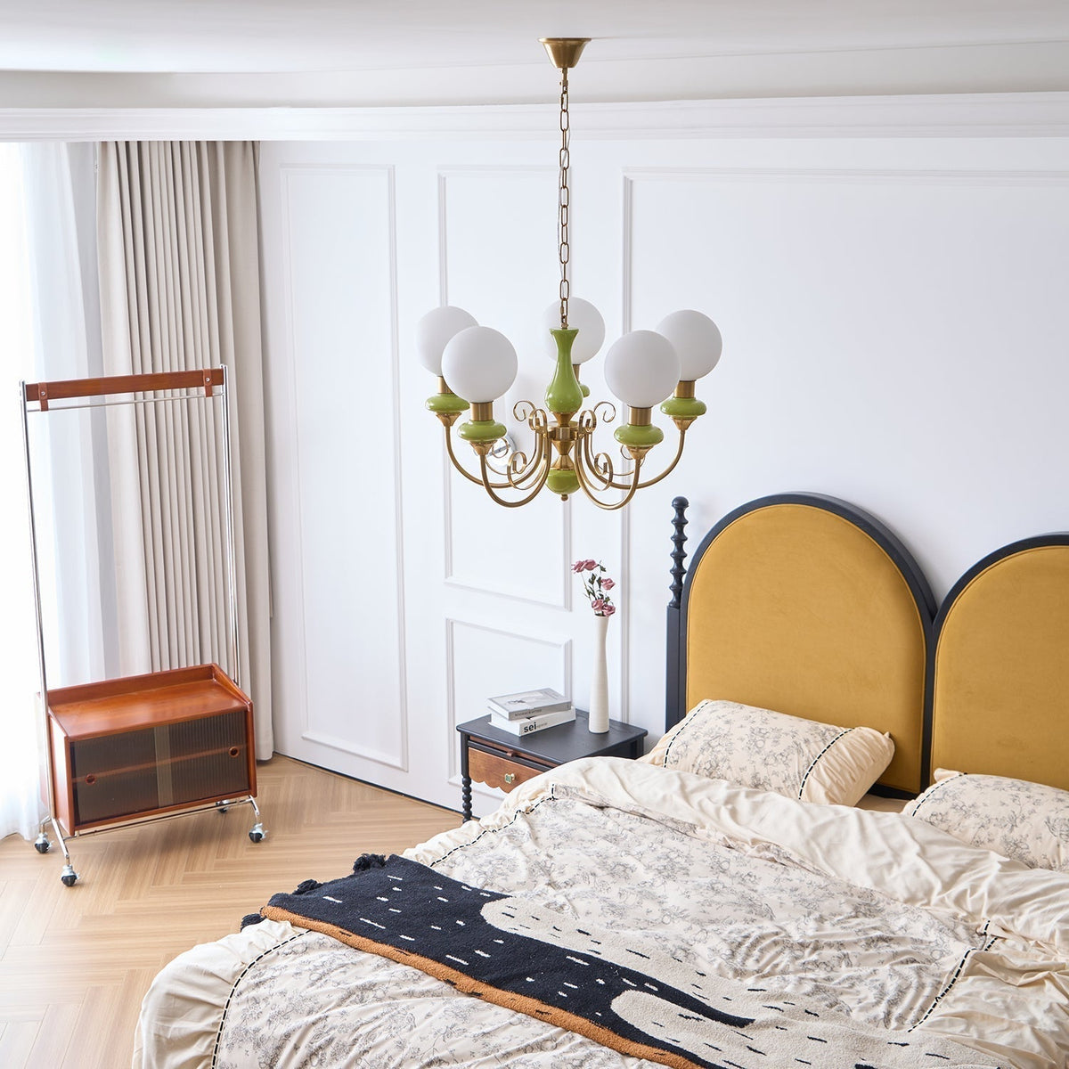 Modern Glass Sphere Pendant Chandelier with Iron Frame, Multi-Light Fixture for Dining Room, Kitchen Island Lighting, Adjustable Hanging | Lonoma