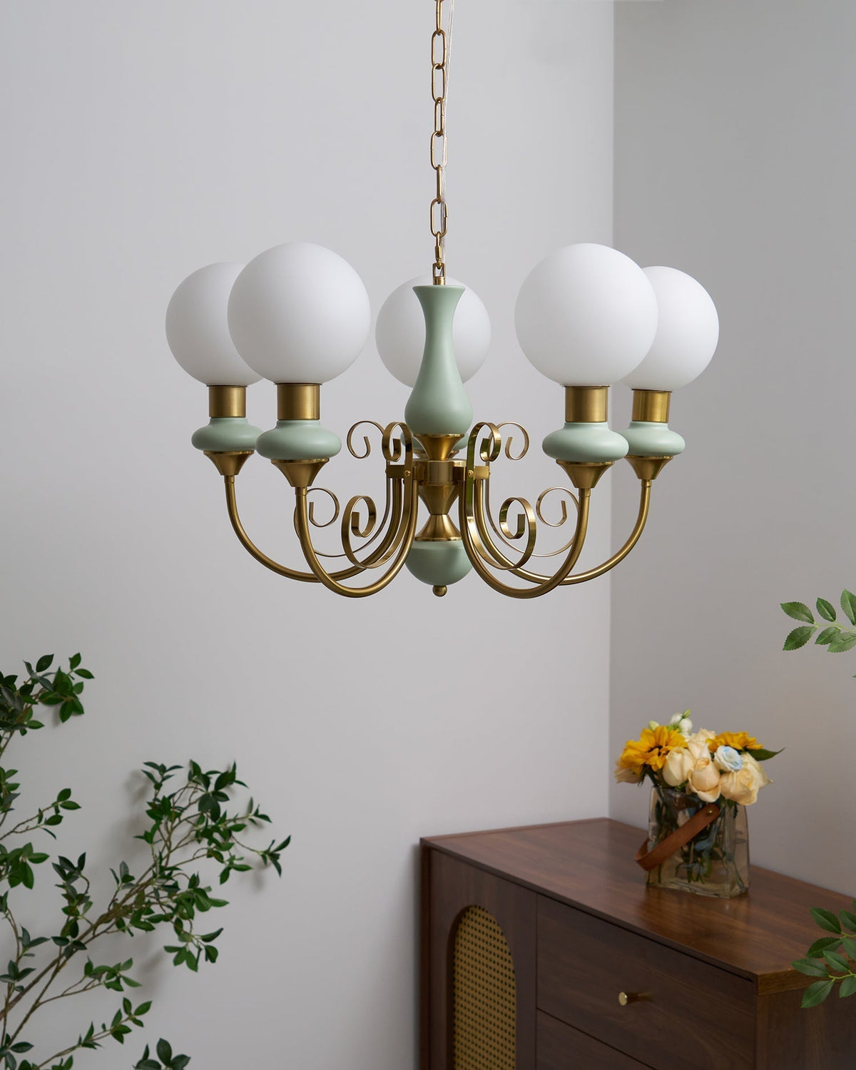 Modern Glass Sphere Pendant Chandelier with Iron Frame, Multi-Light Fixture for Dining Room, Kitchen Island Lighting, Adjustable Hanging | Lonoma