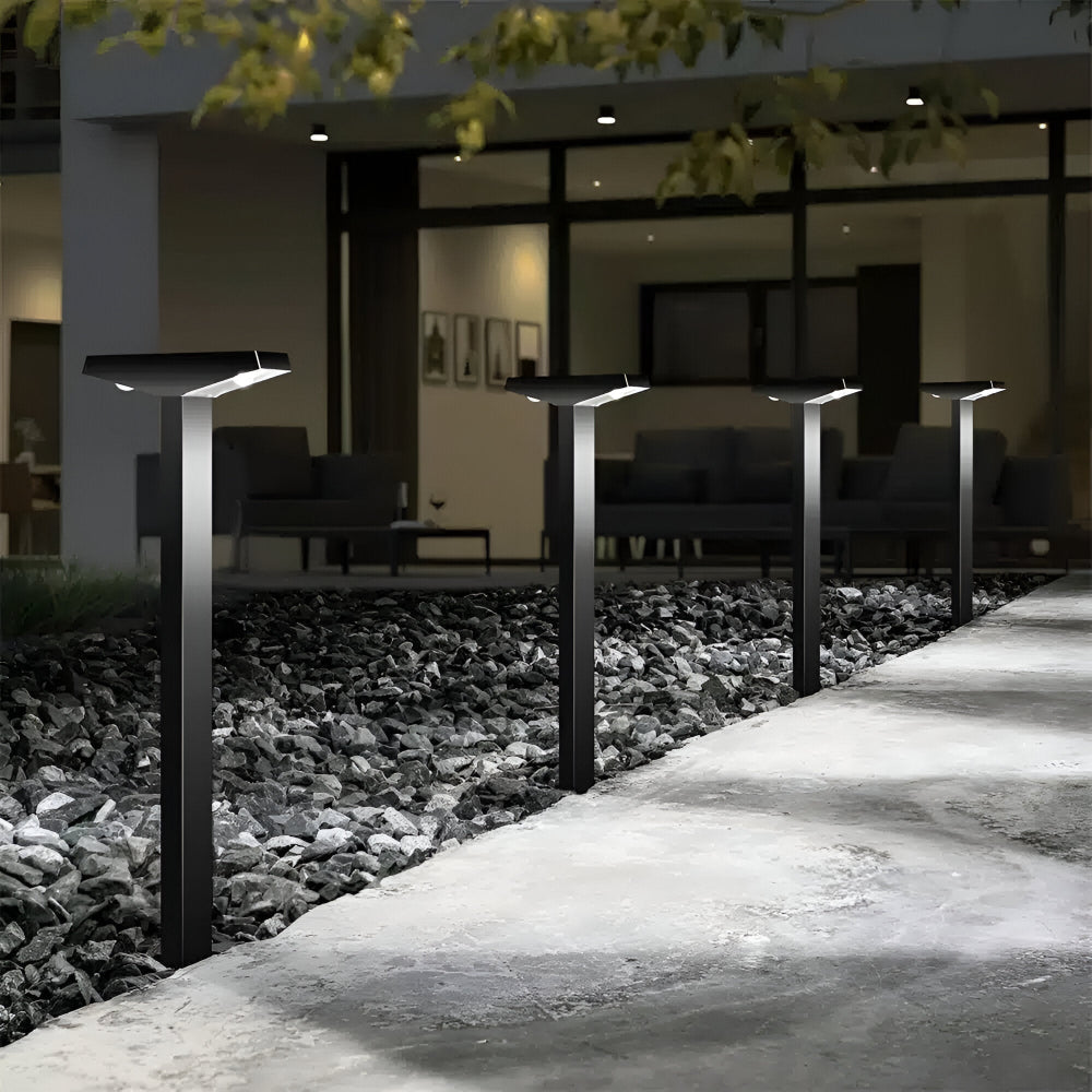 Balises solaires de jardin lot de 4 IP65 hauteur réglable 60 cm éclairage LED allée terrasse extérieur sans fil | Koossa